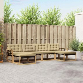 vidaXL Σειρά Καναπέ Εξωτερικού με μαξιλάρι 6 pcs Λευκό και Μπεζ