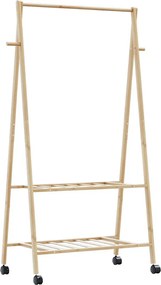 vidaXL Ράφι ρούχων με ράφια και ρόδες 96x45,5x155,5 cm Μπαμπού