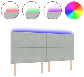 vidaXL LED Κεφαλάρι Μοτίβο Διαμαντιών Φωτεινό Γκρι 200 εκ. Σατέν