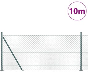 vidaXL Συρματόπλεγμα με 7 Φλαντζωτούς Πόλους 1 x 10 μ Γαλβανισμένο Ατσάλι