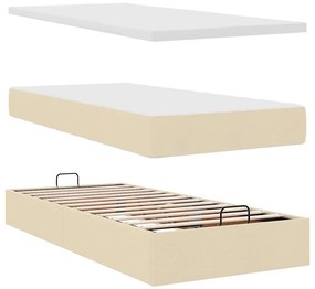 Οθωμανικό κρεβάτι με στρώμα Cream 100x200cm ύφασμα 3313221