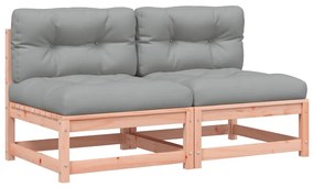 vidaXL Καναπέδες Κήπου Χωρίς Μπράτσα 2Τεμ Μασίφ Ψευδοτσούγκα+Μαξιλάρια