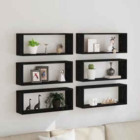 vidaXL Ράφια 6 τμχ Μαύρη Δρυς 60x15x23 εκ Κατασκευασμένο Ξύλο