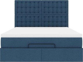 vidaXL Οθωμανικό κρεβάτι με στρώμα μπλε 140x190cm ύφασμα