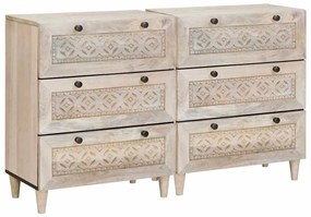 vidaXL Πλαϊνό γραφείο 2 pcs Λευκό 60 x 33 x 75 cm Μασίφ ξύλο μάνγκο