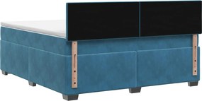 vidaXL Κρεβάτι Box Spring με Στρώμα και LED Μπλε 140 x 190 cm Βελούδο