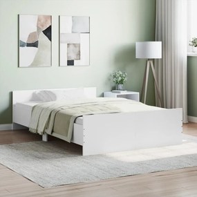 vidaXL Πλαίσιο Κρεβατιού με Κεφαλάρι &amp; Ποδαρικό Λευκό 120 x 190 εκ.