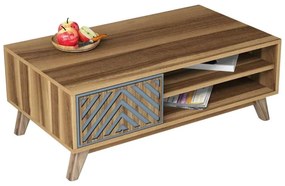 Τραπέζι Σαλονιού Με Ντουλαπάκι HM9502.02 105x60x38,2cm Walnut-Blue Μελαμίνη