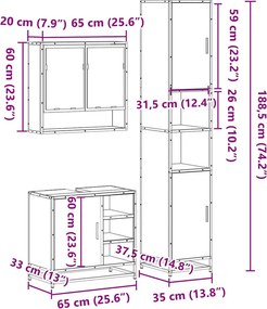 VidaXL Σετ Επίπλων Μπάνιου 3 Τεμαχίων Sonoma Δρυς Επεξεργασμένο Ξύλο