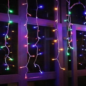 Χριστουγεννιάτικα Λαμπάκια Κουρτίνα LED 100L Πολύχρωμο Χρώμα RGB με Διαφανές Καλώδιο 3m 40x50x60cm - Christmas lights LED RGB