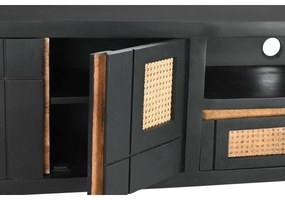Τηλεόραση DKD Home Decor Μαύρο ρατάν Ξύλο από Μάνγκο (145,5 x 40,5 x 60 cm)