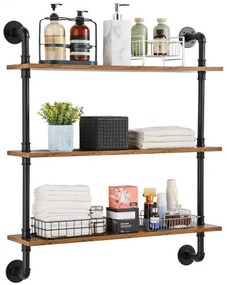VEVOR Industrial Pipe Shelf 3 Tier 32x7.87in Wall-Mount for Kitchen Bedroom