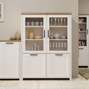 Bιτρίνα VERNE Δίφυλλη  114.8x37.2x153cm Λευκό/Φυσικός Δρυς