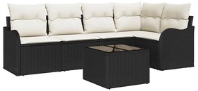 vidaXL Σετ Καναπέ Κήπου με μαξιλάρι 6 pcs Μαύρο Πολυ ράταν