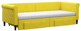 vidaXL Καναπές Κρεβάτι Συρόμενος Κίτρινο 80x200εκ. Βελούδινος Συρτάρια