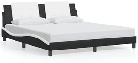 Πλαίσιο Κρεβατιού με LED Μαύρο/Λευκό 180x200εκ. Συνθετικό Δέρμα