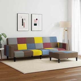 vidaXL Καναπές Κρεβάτι Διθέσιος με Υποπόδιο Patchwork Υφασμάτινος
