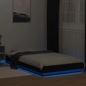 vidaXL Πλαίσιο Κρεβατιού με LED Μαύρο 90x200 εκ. Επεξεργ. Ξύλο