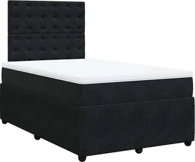 vidaXL Κρεβάτι Boxspring με Στρώμα Μαύρο 120 x 200 εκ. Βελούδινο