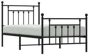 vidaXL Πλαίσιο Κρεβατιού με Κεφαλάρι&amp;Ποδαρικό Μαύρο 90x200 εκ. Μέταλλο