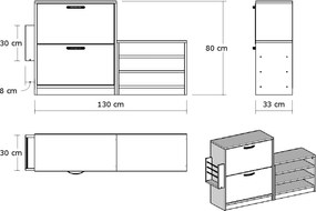 Παπουτσοθήκη Λευκό TREND 130x31x80