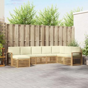 vidaXL Σειρά Καναπέ Εξωτερικού 8 pcs Λευκό και Κρεμ