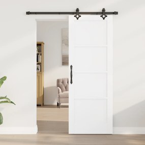 vidaXL Συρόμενη Πόρτα με Σετ Hardware 'ORKDAL' Λευκό Στερεό Ξύλο Πεύκο