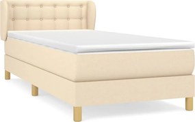 vidaXL Κρεβάτι Boxspring με Στρώμα Κρεμ 90x200 εκ.Υφασμάτινο