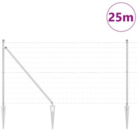 vidaXL Ευρωπαϊκός Φράχτης με 13 Σημαιάκια 1x25 μ Γαλβανισμένο Ατσάλι
