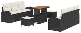 vidaXL Σετ Καναπέ Κήπου με μαξιλάρι 9 pcs Μαύρο, Κρέμα 90 x 55 x 71 cm
