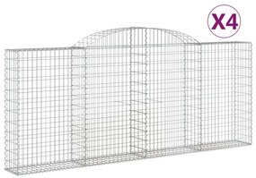 vidaXL Συρματοκιβώτια Τοξωτά 4 τεμ. 300x30x120/140 εκ. Γαλβαν. Ατσάλι