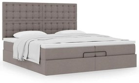 vidaXL Οθωμανικό κρεβάτι με στρώματα Taupe 200x200cm ύφασμα