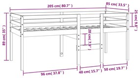 Κρεβάτι Υπερυψωμένο Καφέ Κεριού 80x200εκ. από Μασίφ Ξύλο Πεύκου - Καφέ