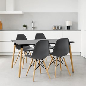 Τραπεζαρία Natali-Julita pakoworld σετ 5τεμ μαύρο-φυσικό 120x80x76εκ