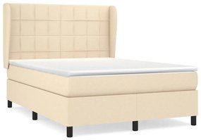 Κρεβάτι Boxspring με Στρώμα Κρεμ 140x200 εκ. Υφασμάτινο - Κρεμ