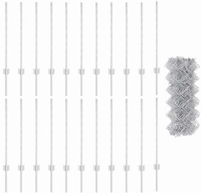 vidaXL Τείχος και Πόστ Ασημί 0,8 x 25 m Ατσάλι