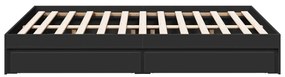 vidaXL Πλαίσιο Κρεβατιού με Συρτάρια Μαύρο 135x190 εκ Επεξεργ. Ξύλο