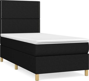 vidaXL Κρεβάτι Boxspring με Στρώμα Μαύρο 90x190 εκ.Υφασμάτινο