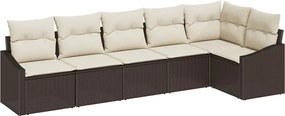 vidaXL Σετ Καναπέ με μαξιλάρι 6 pcs Καφέ συνθετικό ρατάν