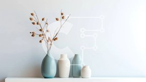 Intra Συλλεκτικό Ξύλινο Παζλ Plywood  4mm - Τρία βάζα σε ράφι με ξερά κλαδιά Σε Ξύλινο Κουτί - Διαστάσεις Puzzle: 10x10 cm – 25 κομμάτια