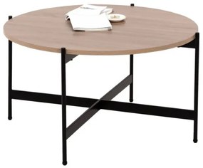 ΤΡΑΠΕΖΙ ΣΑΛΟΝΙΟΥ HM9588.03 MDF ΣΟΝΑΜΑ-ΜΑΥΡΗ ΜΕΤΑΛΛΙΚΗ ΒΑΣΗ Φ80x45Υεκ.