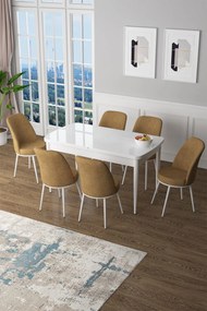 Extendable Dining Table &amp; Chairs Set (7 Pieces) Zen - White, Cappuccino White
Cappuccino