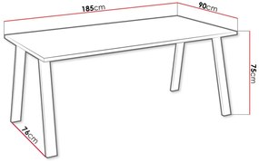 Τραπέζι Tucson 143, Lancelot δρυς, 75x90x185cm, 54 kg, Πλαστικοποιημένη μοριοσανίδα, Μέταλλο | Epipla1.gr