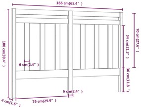 vidaXL Κεφαλάρι Κρεβατιού Γκρι 166 x 4 x 100 εκ. από Μασίφ Ξύλο Πεύκου