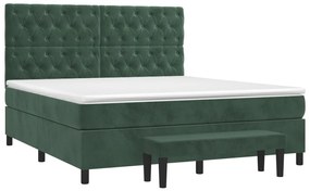 vidaXL Κρεβάτι Boxspring με Στρώμα Σκούρο Πράσινο 160x200εκ. Βελούδινο