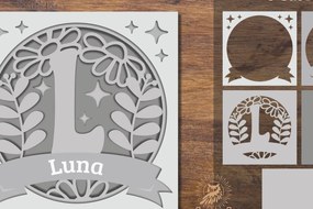 Intra απο ξύλο plywood Χρώμα wenge 3mm-4mm πάχος - Floral Alphabet Shadow Box - Letter L Δίασταση 25x25 cm INTRAFABR-88072743