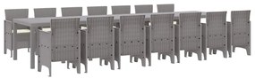 vidaXL Σέτ φαγητού για κήπο 15 pcs Ανοιχτό γκρι Rattan Polt