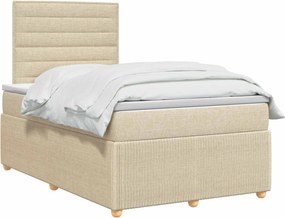 vidaXL Κρεβάτι box spring με στρώμα Κρεμ 120 x 190 cm Ύφασμα
