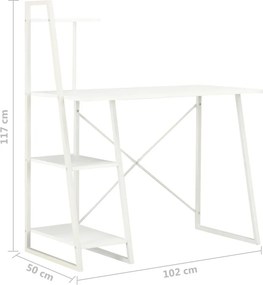 vidaXL Γραφείο με Ράφια Λευκό 102 x 50 x 117 εκ.