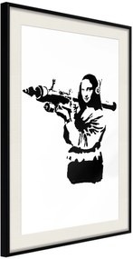 Αφίσα - Banksy: Mona Lisa with Bazooka II - 20x30 - Μαύρο - Με πασπαρτού